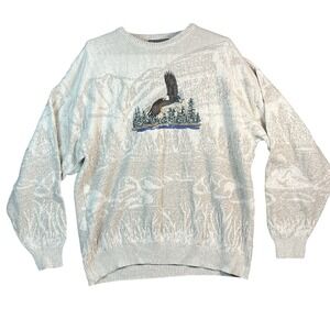 Vintage David Taylor Mens Eagle Mountain‎ Landscape Crewneck Sweater XL USA